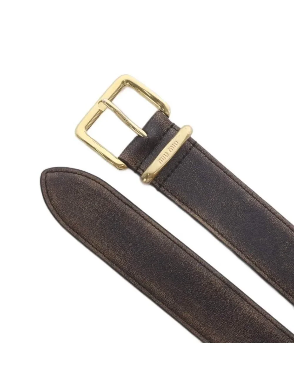 Miu Miu Miu Leather Belt Brown Aged Processing RI